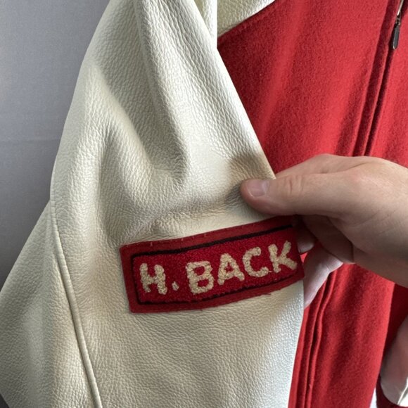 Illyria Prep Varsity Jacket She’s The Man Style Red Wool Leather Sleeves M - Picture 4 of 8